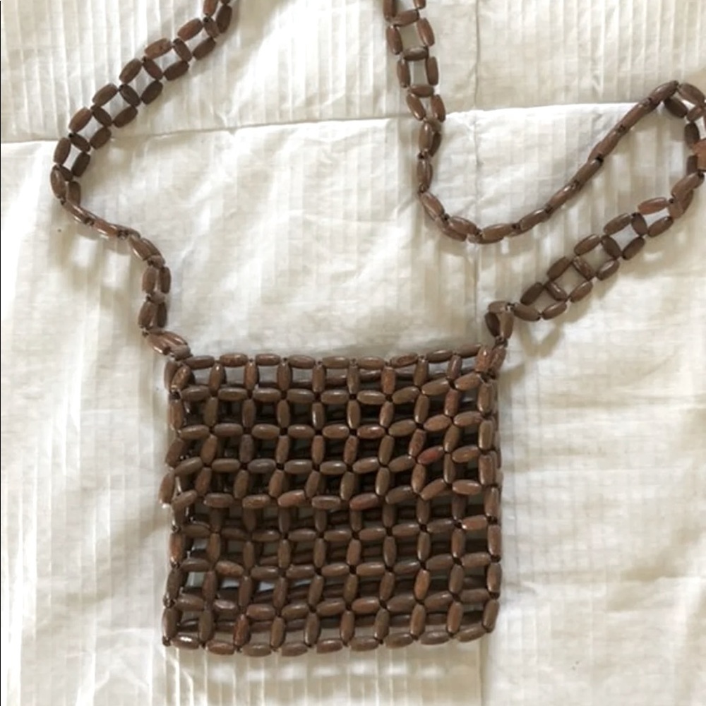 Wooden Beaded Crossbody Bag